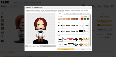 Create your very own bobble head at Amazon's new 3D Printed Products store. Courtesy of Amazon.