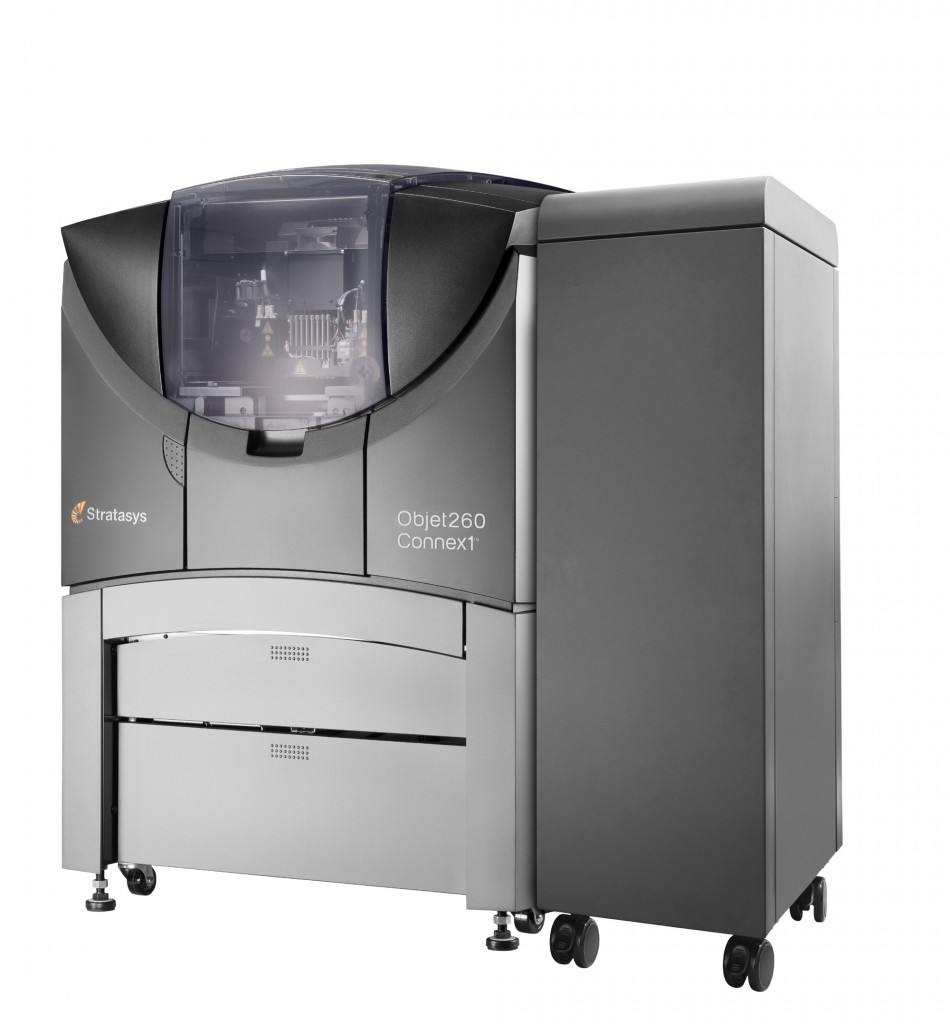 The Objet260 Connex1 is one of six new triple-jet systems ready to be released at EuroMold 2014. Courtesy of Stratasys.