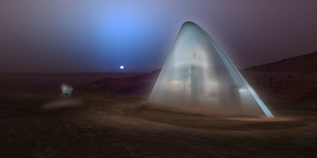 This elegant design uses ice to encapsulate a Martian habitat. Courtesy of NASA.