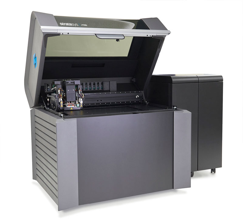 The Stratasys J750 multi-material, full-color 3D printer.