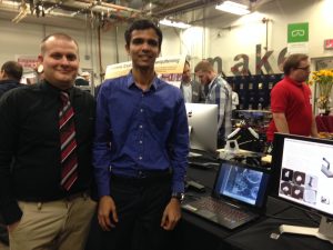 ASU Ph.D. student Anagh Deshpande and senior undergraduate Lucas Casanova are working to prove the concept of an affordable industrial 3D printer for aluminum and other metals. Image courtesy of Pamela Waterman.