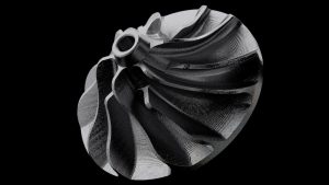 MarkForged’s Atomic Diffusion Additive Manufacturing powder enables engineers to print complex geometries like this impeller with corrosion-resistant 316L stainless steel, reducing production time and cost. (Image courtesy of MarkForged.)