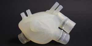 The flexible heart was printed using a lost-wax casting technique.