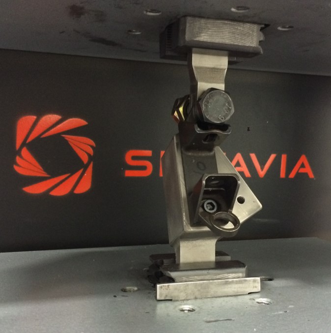 Mechanical load-testing a 3D-printed metal part, produced and tested at Sintavia (Image courtesy Sintavia)