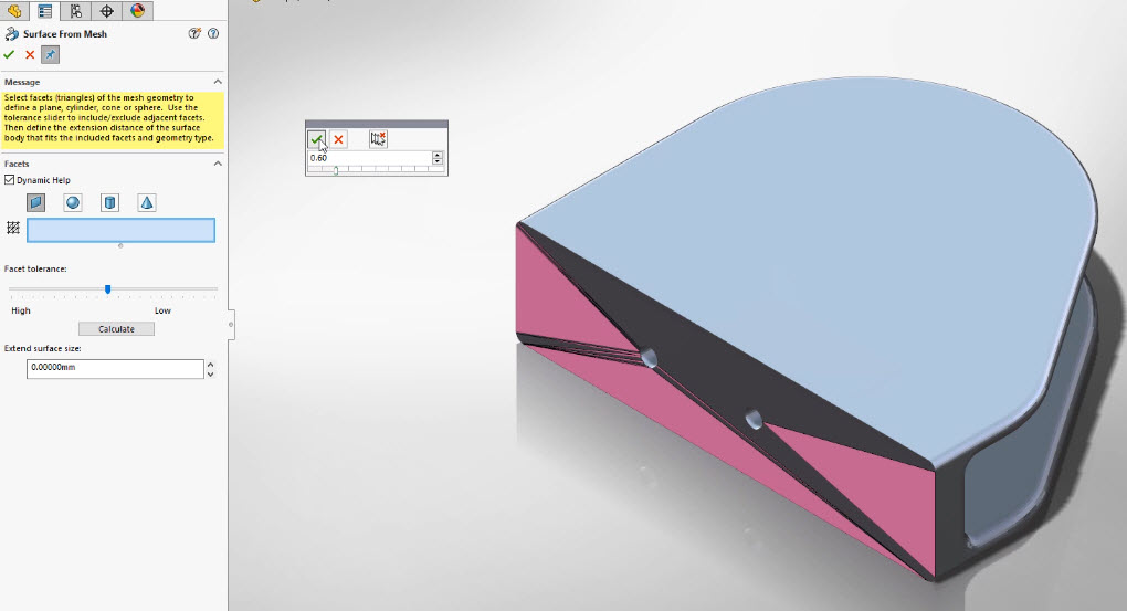 It's an easy mouse-click in SOLIDWORKS 2018 to convert mesh geometry into SOLIDWORKS surfaces, planes, spheres, cones and cylinders. (Image courtesy Dassault Systemès SOLIDWORKS)