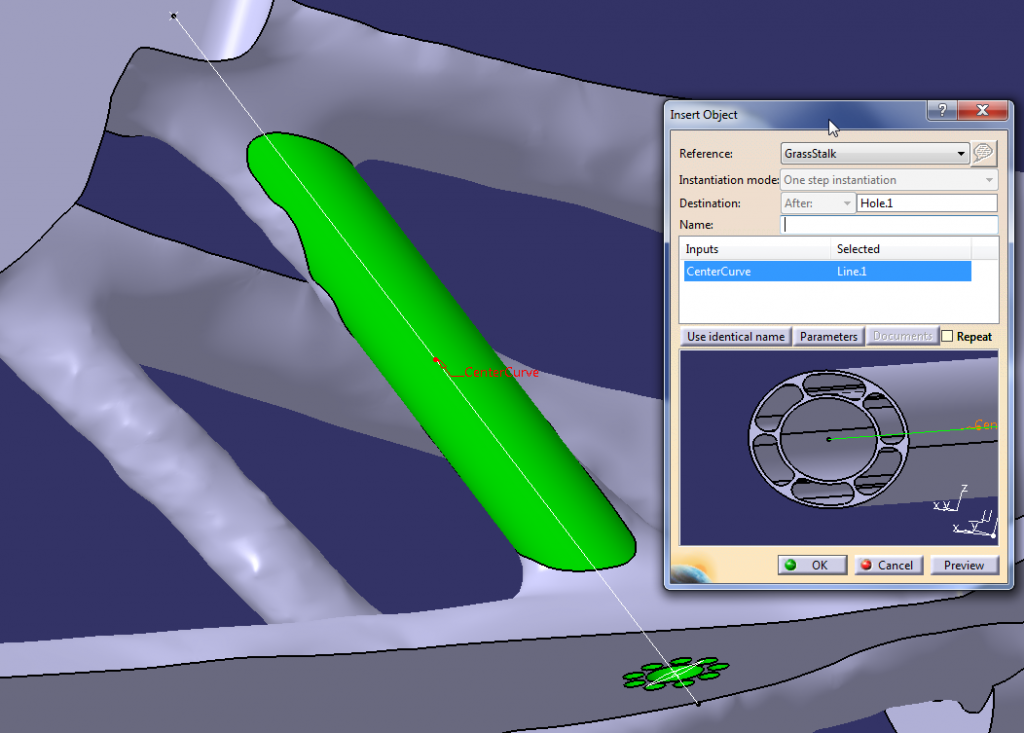 Example of automatically incorporating bionic features into aircraft structural design. CENIT is creating a catalog of such features, integrated with CATIA CAD software. (Image courtesy CENIT)