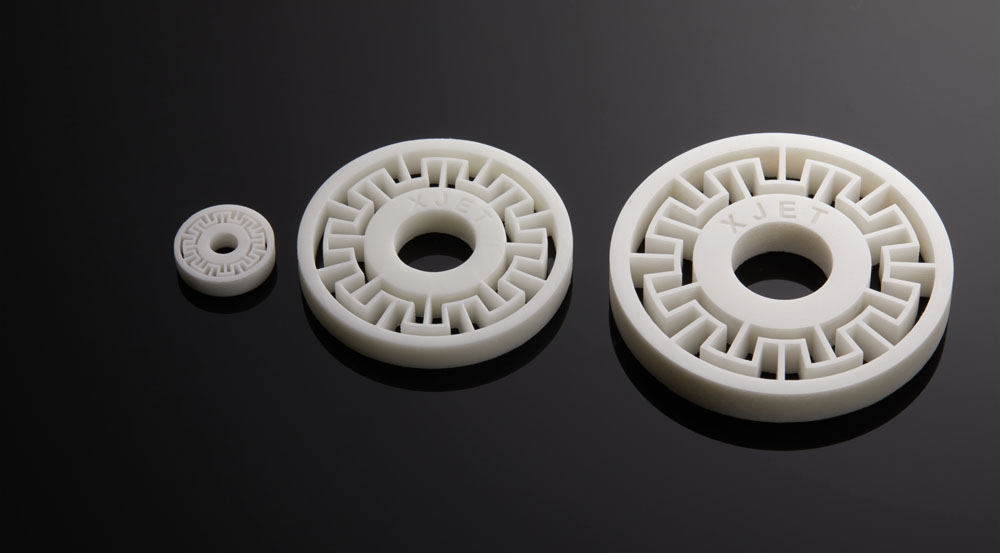 Detail possible in ceramic parts 3D printed on an XJet Carmel 1400 system. (Image courtesy XJet)