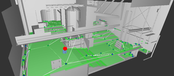 Closeup of a navigation mesh network created using xaitMap.