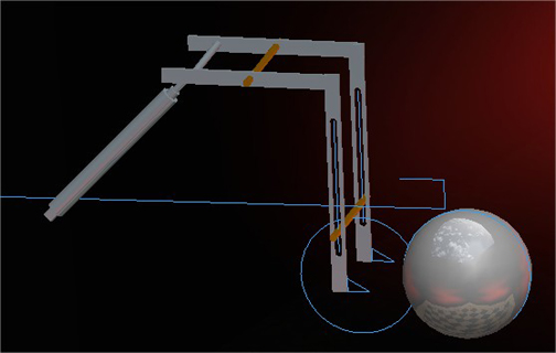 Rendered view of the kicking mechanism.