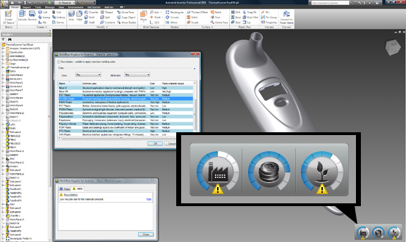 Moldflow Krypton for Inventor, with enlarged application buttons.