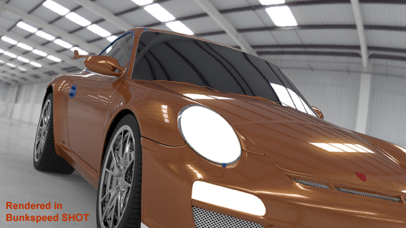 20100719fig2 The model of a porsche, rendered in Bunkspeed SHOT at 2400 x 1350 pixel, 164 frames.