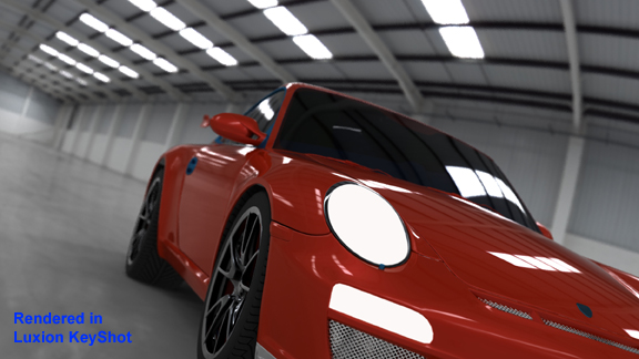 20100719fig3 The model of a porsche, rendered in Luxion KeyShot 2 at 2400 x 1350 pixels, 164 frames.
