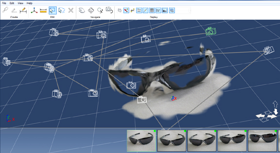 The 3D scene reconstructed by Photo Scene Editor for Photofly.