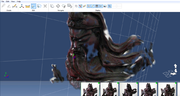 The workflow is especially useful for capturing complex geometry, like the torso of this Chinese warrior god.