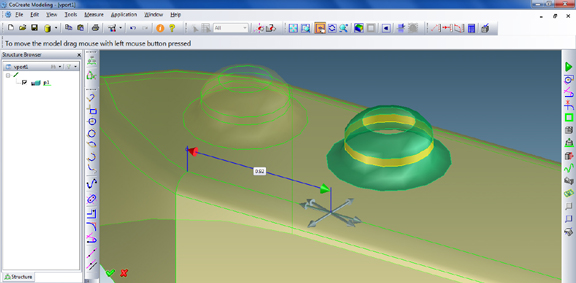 20100825fig2 CoCreate's Copilor lets you slide a selected feature along an edge you choose as the guiding axis.