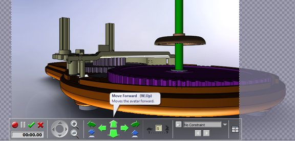 The Walk Through function lets you capture your movement through the assembly model as a movie file.