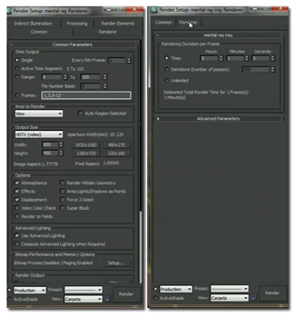 201009243dsmax4 The interface complexity that comes with interpolation (left) is expected to disappear when iray takes on the number crunching to calculate ray bonces and photon paths in the scene (right).