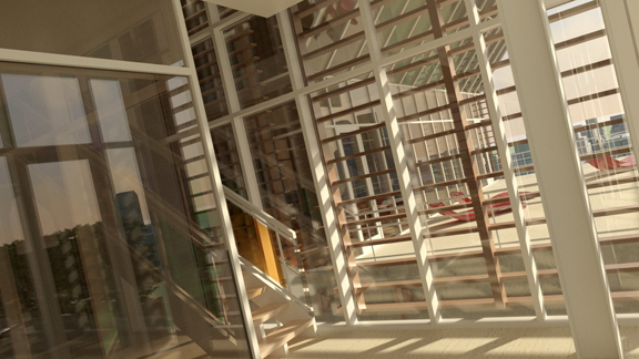 Building interior, rendered in 3dx Max usring iray renderer.