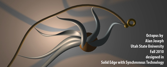 The Octopus, by Alan Joseph, designed in Solid Edge with ST, Utah State University, Fall 2010.