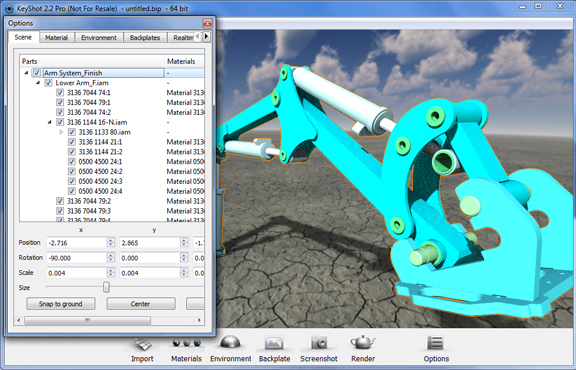 20110323KeyShot2_2Fig3 Improved import functions let you retain your assembly structures from common CAD files.