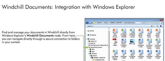 20110510WindchillFig5 With Windows Desktop Integration, Windchill-indexed documents can be managed right from Windows Explorer.