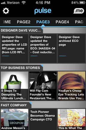 Activities related to a Vuuch project shows in a smartphone, via RSS-feed function.