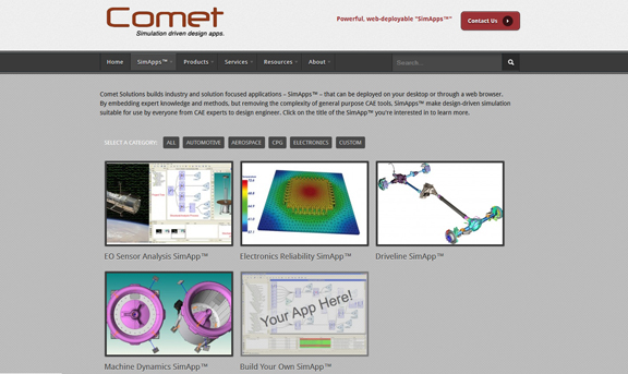 Simulation apps published with Comet Solutions's SimApp Authoring Workspace