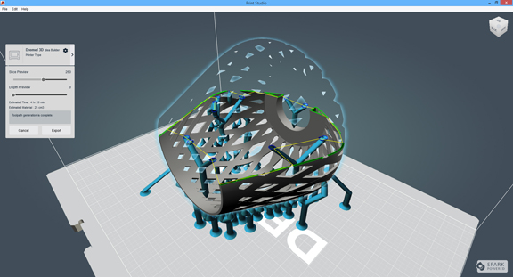 Print Studio offers a preview of how the part will be printed.