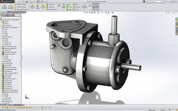 Completed pipe model after LiveTransfer to SOLIDWORKS from Geomagic Design X (image courtesy of 3D Systems, Geomagic).