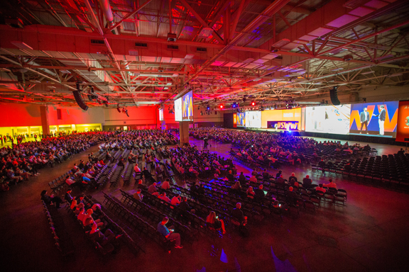 A view of the SolidWorks World 2016 keynote assembly.