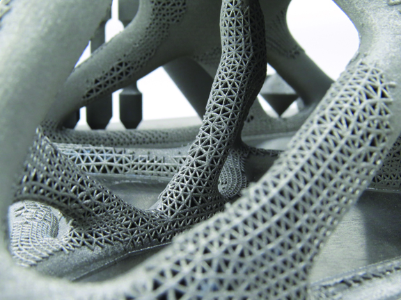 Lattice-fill based on performance is part of OptiStruct solver in HyperWorks 14 (image courtesy of Altair).