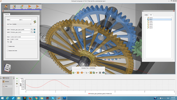 The Simulation tab lets you simulate mechanical behaviors of assemblies. 