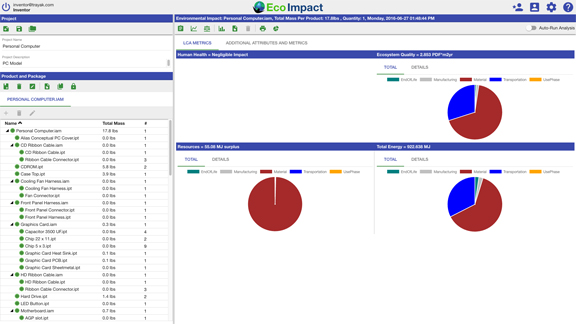 Trayak's EcoImpact application for environmental impact calculation (image courtesy of Trayak).