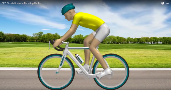 Modeling and creating a cyclist's aerodynamics in CD-adapco's STAR-CCM+ software, phase 1 (image from CD-adapco's demo YouTube clip). 