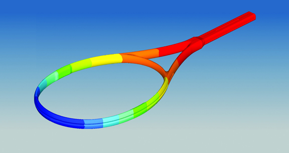 Wilson Sporting Goods uses Altair's OptiStruct solver to simulate and study the performance of composite rackets. (Image courtesy of Altair.)