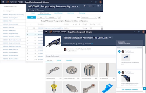 The new PDM functionality is built directly into Fusion Lifecycle and is included at no additional cost to subscribers. Image Courtesy of Autodesk 