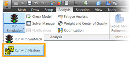 Autodesk Simulation Mechanical 2015 allows users to go directly into the Autodesk Nastran solver. Image courtesy of Autodesk.