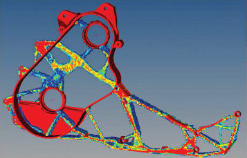 By optimizing the chain case and bulkhead, Polaris was able to save 0.2 pounds and increase stiffness.