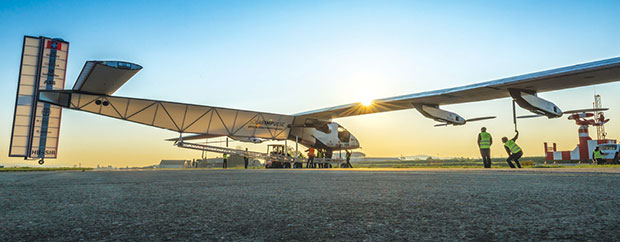 Solar Impulse 2 preparing for flight. Image courtesy of Solar Impulse.