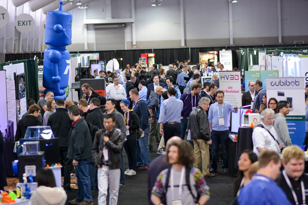 Inside 3D Printing NY attendees browse the show floor for new technology and systems. Image courtesy of Steve Hall. 