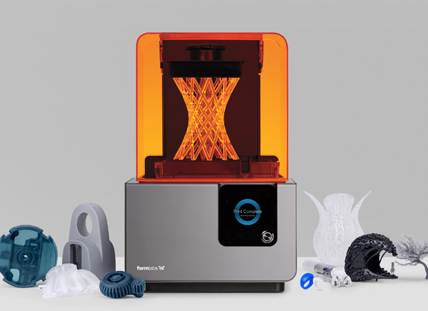 The Form 2 desktop 3D printer from Formlabs offers designers and engineers the ability to 3D print concepts designs and functional prototypes using advanced photopolymer materials from their desktop. Image courtesy of Formlabs Inc.