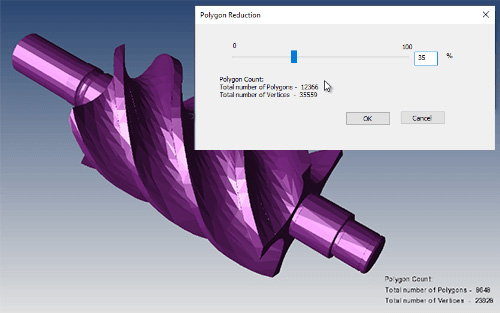 TransMagic Release 12 introduces a Polygon Reduction tool that, says the company, makes it fast and intuitive to reduce polygons for jobs where file size restrictions are common such as rapid prototyping and robotics automation. Image courtesy of TransMagic Inc.