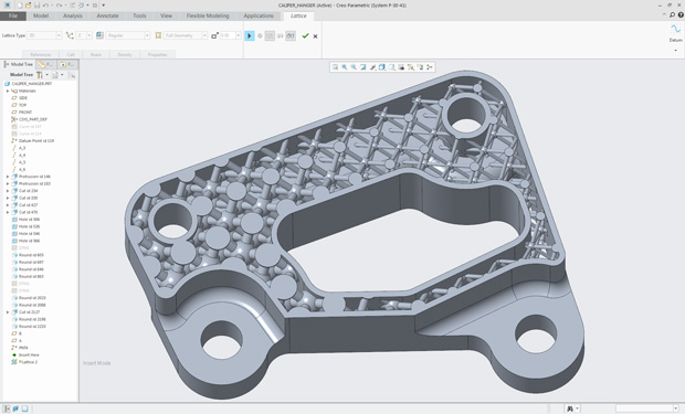 Users can now create 2.5D, 3D or variable lattice structures as editable geometry in Creo 4.0. Image courtesy of PTC.
