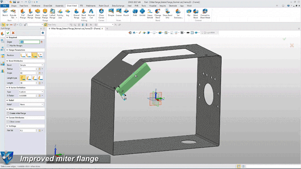 Among the sheet metal enhancements introduced in the 2017 version of the ZW3D integrated CAD/CAM system are improvements to its full and partial flange capabilities. Image courtesy of ZW3D/ZWCAD Software Co. Ltd.