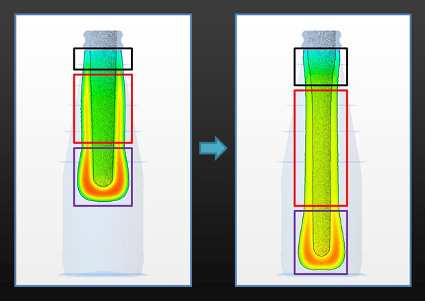 The glass forming process is also extremely sensitive to changes in machine timing, glass composition and environmental conditions. Image courtesy of Bottero/Siemens PLM Software. 