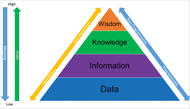 Fig. 1: DIKW (data, information, knowledge and wisdom) pyramid.