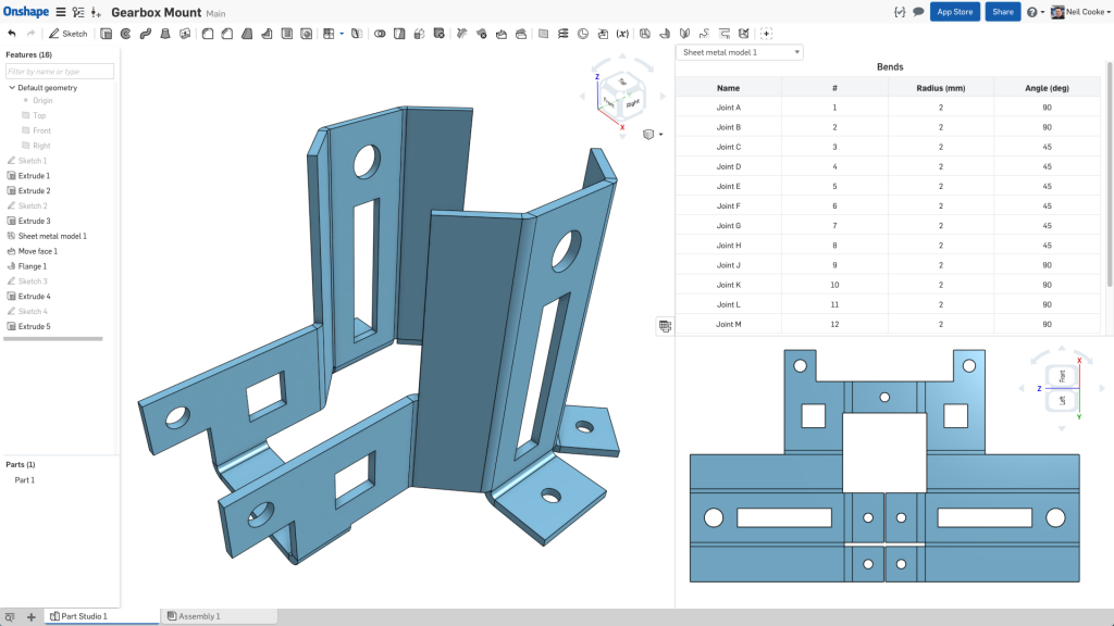 Onshpae sheet metal bracket