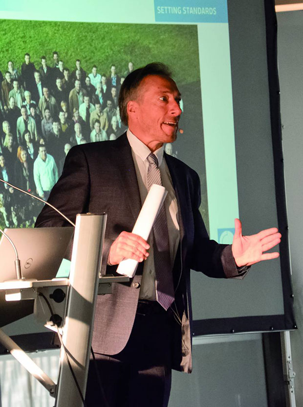 Jürgen Heimbach, CEO of CADENAS GmbH, gave the opening keynote at the annual Industry Forum event in Augsburg, Germany. Image courtesy of CADENAS.