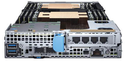 The Dell EMC PowerEdge C6420 Server has four nodes in a 2U form factor. Images: Dell EMC