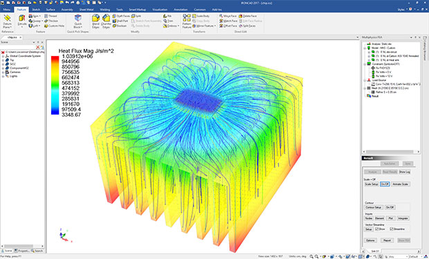 IronCAD has released what it says is a “major” update to Multiphysics for IronCAD (MPIC), its integrated multiphysics simulation tool for the IronCAD 3D/2D suite of mechanical design and collaboration applications. Image courtesy of IronCAD LLC.